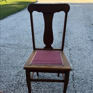Vintage Wooden Chair with Red Cushion
